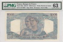 France, 1.000 Francs, 1945-47, UNC, p130a 
PMG 63
Serial Number: E70 70297
Estimate: 200-400 USD