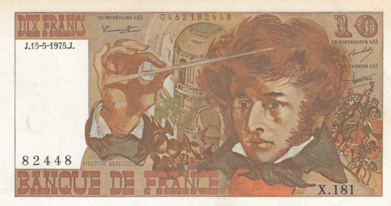 France, 10 Francs, 1975, AUNC (-), p150b 
Serial Number: X.181 82448
Estimate:...