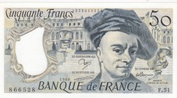 France, 50 Francs, 1988, AUNC, p152d 
Serial Number: F.51 866528
Estimate: 25-50 USD