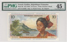 French Antilles, 10 Francs, 1964, XF, p8b 
PMG 45
Serial Number: P.6 43469
Estimate: 200-400 USD