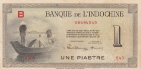 French Indo-China, 1 Piastre, 1951, UNC, p76b 
There are stain.
Serial Number: 06494543
Estimate: 25-50 USD