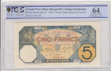 French West Africa, 5 Francs, 1926, UNC, p5Bc 
PCGS 64
Serial Number: Z. 3385 782
Estimate: 300-600 USD