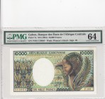 Gabon, 10.000 Francs, 1984, UNC, p7a 
PMG 64
Serial Number: P.001 510864
Estimate: 150-300 USD