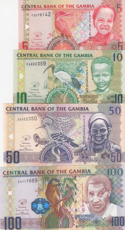 Gambia, 5-10-50-100 Dalasis, 2006, UNC, (Total 4 banknotes)
5 Dalasis, p25, UNC...