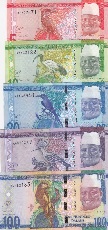 Gambia, 5-10-20-50-100 Dalasis, 2015, UNC, (Total 5 banknotes)
5 Dalasis, p31; ...