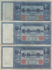 Germany, 100 Mark, 1910, VF, p43, (Total 3 banknotes)
Serial Number: D.9618657, D.5153386, F.4355998
Estimate: 20-40 USD