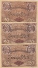 Germany, 20 Mark, 1914, AUNC (-), p48, (Total 3 banknotes)
Serial Number: C.Nr 1851611, E.Nr 1634599, F.Nr 1646776
Estimate: 75-150 USD