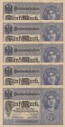 Germany, 5 Mark, 1917, UNC (-), p56, (Total 5 consecutive banknotes)
Serial Number: Z.10762777-81
Estimate: 40-80 USD