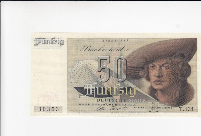 Germany - Federal Republic, 50 Deutsche Mark, 1948, AUNC, p14a 
Serial Number: ...