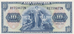 Germany - Federal Republic, 10 Deutsche Mark, 1949, AUNC, p16 
Serial Number: R1759672N
Estimate: 120-240 USD