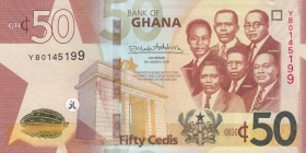 Ghana, 50 Cedis, 2019, UNC, pNew 
Serial Number: YB0145199
Estimate: 25-50 USD