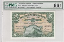 Gibraltar, 1 Pound, 1971, UNC, p18b 
PMG 66 EPQ
Serial Number: H270071
Estimate: 125-250 USD