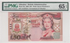 Gibraltar, 50 Pounds, 2006, UNC, p34a 
PMG 65 EPQ
Serial Number: AA194414
Estimate: 150-300 USD