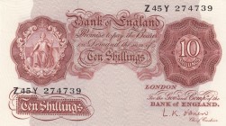 Great Britain, 10 Shillings, 1955, UNC, p368c 
Serial Number: Z 45 Y 274739
Estimate: 30-60 USD