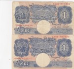 Great Britain, 1 Pound, 1955, FINE, p369, (Total 2 banknotes)
There is writing with a pen on the money.
Estimate: 20-40 USD