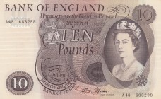 Great Britain, 10 Pounds, 1966/1970, UNC, p376b 
Serial Number: A48 683298
Estimate: 100-200 USD