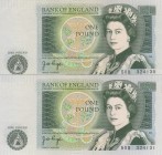 Great Britain, 1 Pound, 1978, XF, p377a, (Total 2 consecutive banknotes)
Serial Number: 50B 324130-31
Estimate: 10-20 USD
