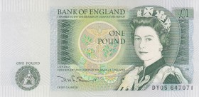 Great Britain, 1 Pound, 1981-1984, UNC, p377b 
Queen Elizabeth II potrait. 
Serial Number: DY05 647071
Estimate: 25-50 USD