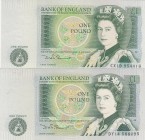 Great Britain, 1 Pound, 1981, UNC, p377b, (Total 2 banknotes)
Portrait of Queen Elizabeth II
Estimate: 20-40 USD