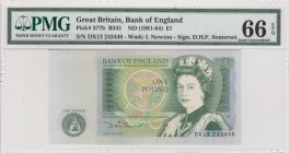 Great Britain, 1 Pound, 1981/1984, UNC, p377b 
PMG 66 EPQ
Serial Number: DX13 243446
Estimate: 30-60 USD