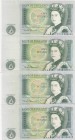 Great Britain, 1 Pound, 1981, p377b, (Total 4 banknotes)
XF, UNC, Portrait of Queen Elizabeth II
Estimate: 20-40 USD