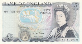 Great Britain, 5 Pounds, 1988/1991, XF, p378f 
Serial Number: RD11 728736
Estimate: 15-30 USD