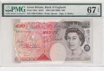 Great Britain, 50 Pounds, 2006, UNC, p388c 
PMG 67 EPQ
Serial Number: M39 612055
Estimate: 200-400 USD