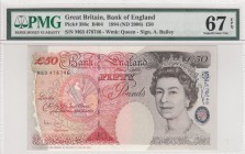 Great Britain, 50 Pounds, 2006, UNC, p388c 
PMG 67 EPQ
Serial Number: M63 476746
Estimate: 175-250 USD