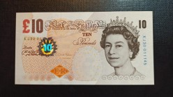 Great Britain, 10 Pounds, 2012, UNC, p389d 
Queen Elizabeth II potrait. 
Serial Number: KJ30011145
Estimate: 25-50 USD