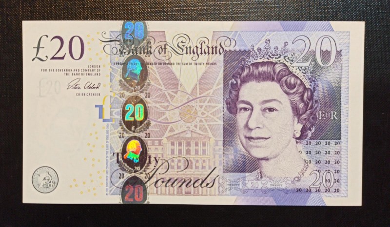 Great Britain, 20 Pounds, 2015, UNC, p392c 
Queen Elizabeth II potrait. 
Seria...