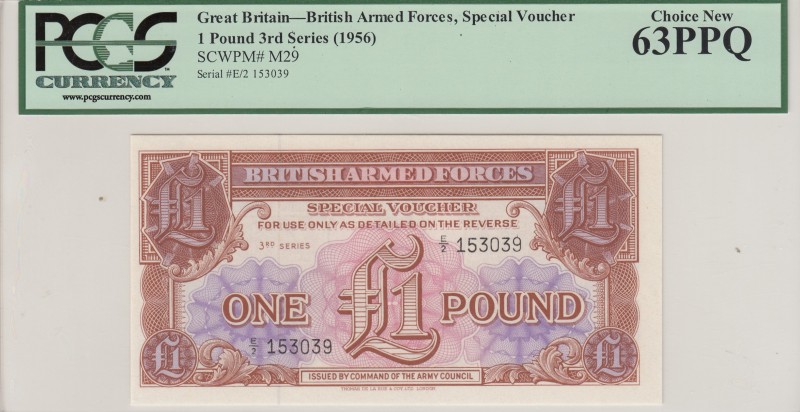 Great Britain, 1 Pound, 1956, UNC, pM29 
Serial Number: E/2 153039
Estimate: 2...