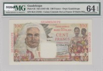 Guadeloupe, 100 Francs, 1947-49, UNC, p35 
PMG 64 EPQ
Serial Number: B.51 21342
Estimate: 750-1500 USD