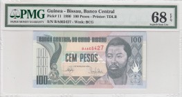 Guinea, 100 Pesos, 1990, UNC, p11 
PMG 68 EPQ
Serial Number: BA665427
Estimate: 20-40 USD