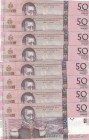 Haiti, 50 Gourdes, 2004, UNC, p274a, (Total 8 consecutive banknotes)
Commemorative Banknote 
Serial Number: Y8088906-13
Estimate: 50-100 USD