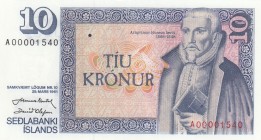 Iceland, 10 Kronur, 1961, UNC, p48 
Serial Number: A00001540
Estimate: 10-20 USD