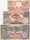 Indonesia, 10-100-1.000 Rupiah, 1959, UNC, (Total 3 banknotes)
10 Rupiah, p66; 100 Rupiah, p69; 1.000 Rupiah, p71
Serial Number: 10 BYB 48383, 100 B...