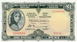 Ireland, 1 Pound, 1974, UNC, p64c 
Serial Number: S588856
Estimate: 30-60 USD