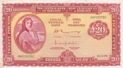 Ireland, 20 Pounds, 1976, VF, p67c 
Serial Number: 96X 090392
Estimate: 120-240 USD