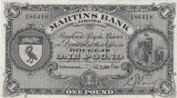 Isle of Man, 1 Pound, 1950, VF, p19b 
Serial Number: 186418
Estimate: 100-200 USD