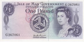 Isle of Man, 1 Pound, 1972, UNC, p29c 
Portrait of Queen Elizabeth II
Serial Number: G 267061
Estimate: 75-150 USD