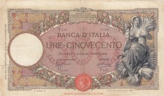 Italy, 500 Lire, 1919/1926, FINE, p45 
There is a print on the back. There is small tears.
Serial Number: T115 5528
Estimate: 50-100 USD