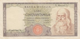 Italy, 50.000 Lire, 1970, VF, p99b 
There is a print on the back.
Serial Number: C024597 L
Estimate: 75-150 USD