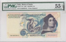 Italy, 500.000 Lire, 1997, AUNC, p118 
PMG 55 EPQ
Serial Number: GA089384E
Estimate: 250-500 USD