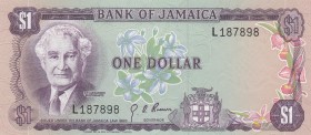 Jamaica, 1 Dollar , 1976, UNC, p59a 
Bank of Jamaica
Serial Number: L187898
Estimate: 10-20 USD