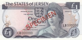 Jersey, 1 Pound, 1976/1988, UNC, p11s, SPECIMEN
Serial Number: LB 000000
Estimate: 35-70 USD