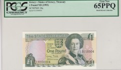 Jersey, 1 Pound, 1989, UNC, p15a 
PCGS 65 PPQ, Portrait of Queen Elizabeth II
Serial Number: LC000004
Estimate: 75-150 USD