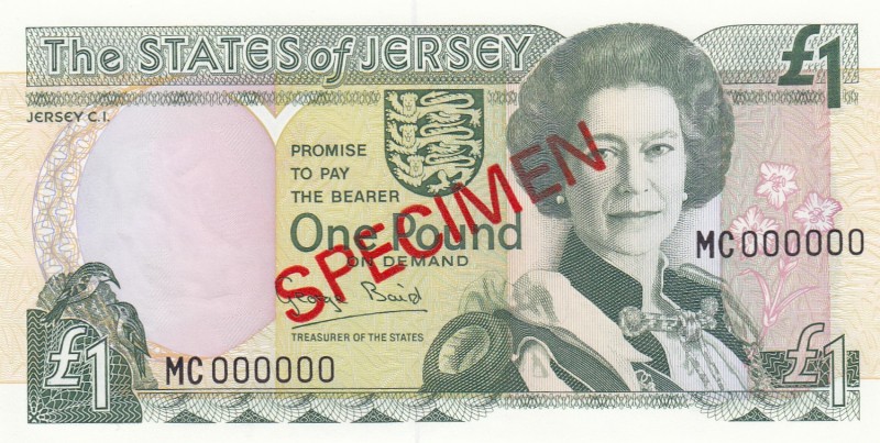 Jersey, 1 Pound, 1993, UNC, p20s, SPECIMEN
Serial Number: MC 000000
Estimate: ...