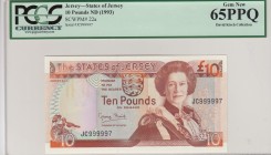 Jersey, 10 Pounds, 1993, UNC, p22a 
High Serial number. PCGS 65 PPQ
Serial Number: JC999997
Estimate: 100-200 USD