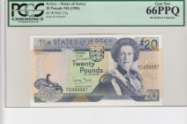 Jersey, 20 Pounds, 1993, UNC, p23a 
High Serial number. PCGS 66 PPQ
Serial Number: FC999997
Estimate: 150-300 USD