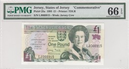 Jersey, 1 Pound, 1995, UNC, p25a 
PMG 66 EPQ Commemorative Banknote
Serial Number: LJ066915
Estimate: 30-60 USD